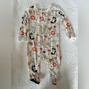 Magnetic Me super soft Zootiful pattern footed pajamas. Size newborn.